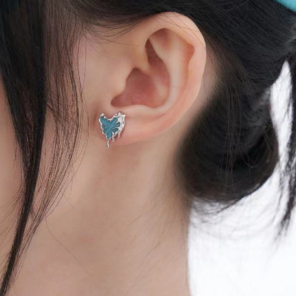Butterfly Blue Enamel Stud Earrings