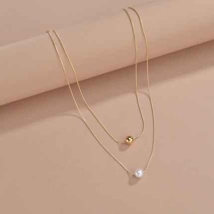 Multi Layer Chain Pearl Pendant Necklace - FASHION SHEGOODS LLC