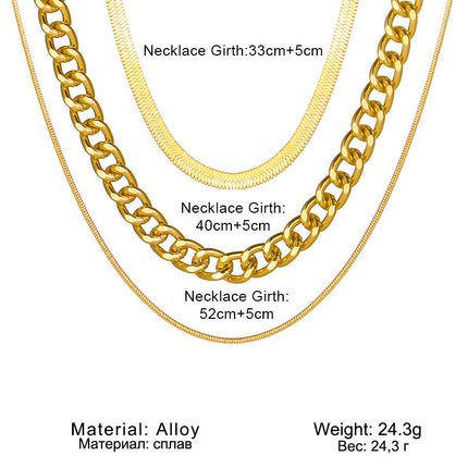 Fashion Snake Bone Chain Cuban Chain Multi Layer Chain Necklace
