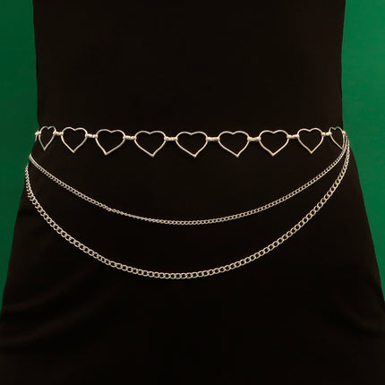 Geometric Dress Pant Belts Body Chain Jewelry Hip Hop Heart Waist Chain