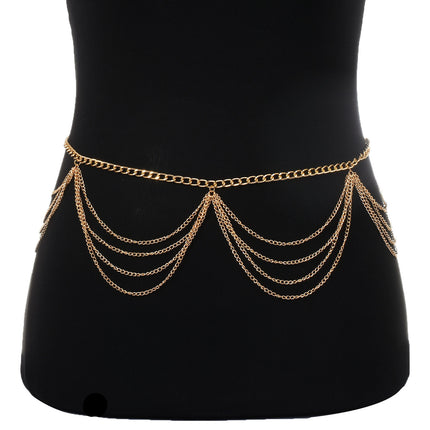 Sexy Beach Bikini Thin Belly Chain Simple Geometric Exaggerated Fringe Waist Chain Jewelry