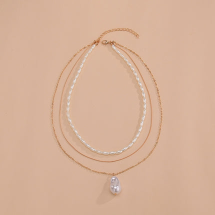 Irregular Baroque Faux Pearl Beads Necklace Choker - FASHION SHEGOODS LLC
