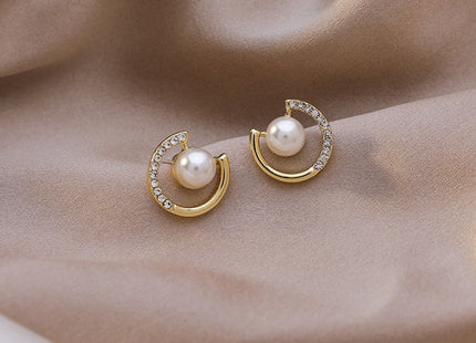 Baroque Pearl Geometric Circle Earrings
