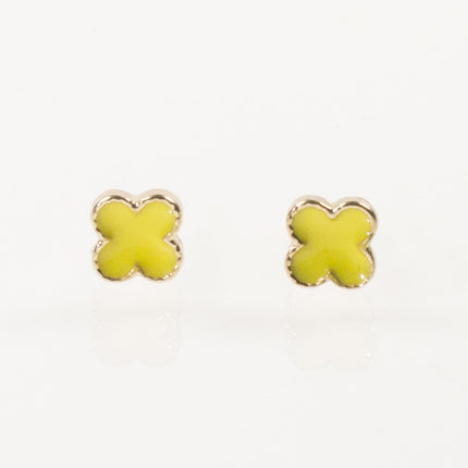 Butterfly four-leaf clover stud earrings set