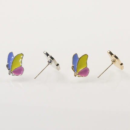 Butterfly four-leaf clover stud earrings set
