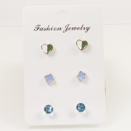 Love four-leaf clover zircon stud earrings set