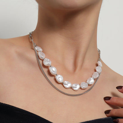 Double Layers Irregular Pearl Necklace