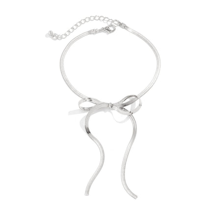 Simple Women Foot Bracelet Snake Chain Long Bow Anklet Chain