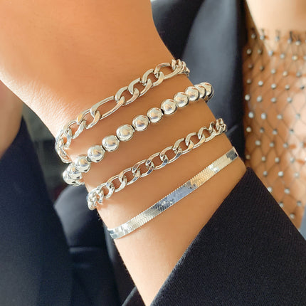 Cuban Rope Chain Bracelet Bangle Set