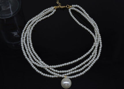 Imitation Pearl Choker Necklace Vintage Multi Strands Pearl Pendant Necklace