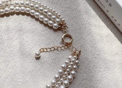Multilayer Strand Simulated Pearl Statement Necklace