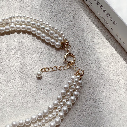 Multilayer Strand Simulated Pearl Statement Necklace - FASHION SHEGOODS LLC