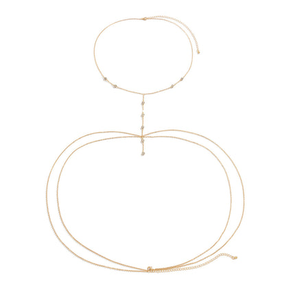 Sexy Body Chain Bikini Crystal Customized Double Layer