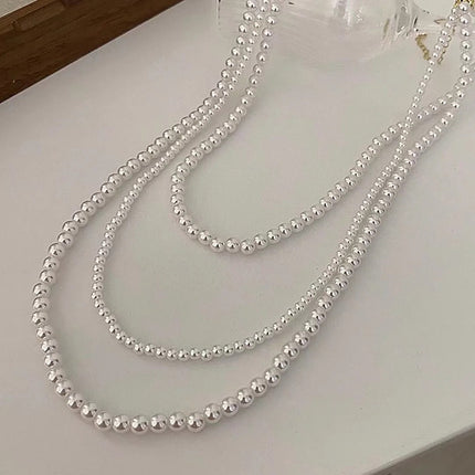 Women Multi Strand Classic Faux Pearl Necklace