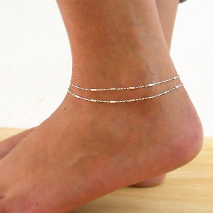 Multilayered Bead Chain Foot Anklet Bracelet Chain