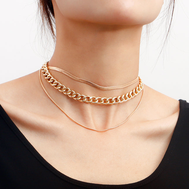 Simple Punk Thick Chain Snake Bone Chain Necklace