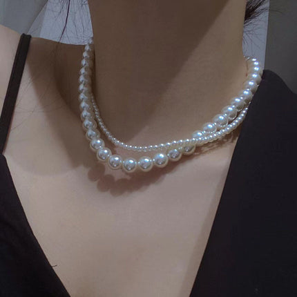 Multi-Strand Bridal Choker White Pearl Necklace - FASHION SHEGOODS LLC