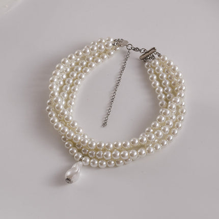 Multilayer Necklace Simple Pearl Choker Elegance Bridal Wedding Jewelry - FASHION SHEGOODS LLC