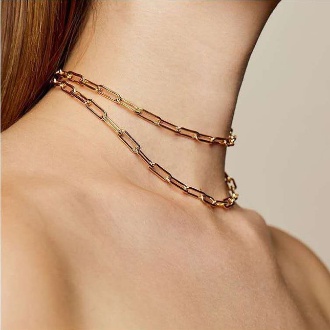 Paper Clip Link Chain Necklace - FASHION SHEGOODS LLC