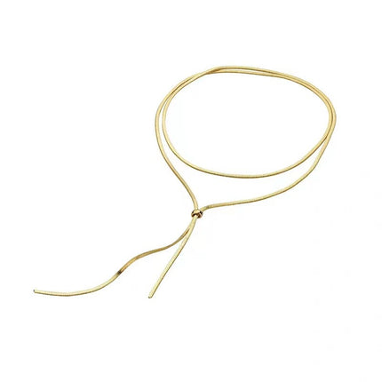 Pull Out Long Snake Chain Necklace Layer Tassel for Women