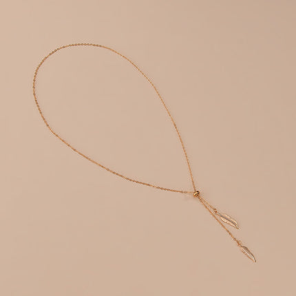 Sexy Square Long Tassel Leaf Pendant Necklace