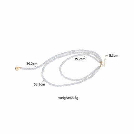 Long Pearls Necklace Layer Beads Heart Pendant Vintage Jewelry - FASHION SHEGOODS LLC