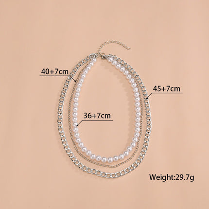 Multi-layer Pearl Chain Choker Necklace - FASHION SHEGOODS LLC