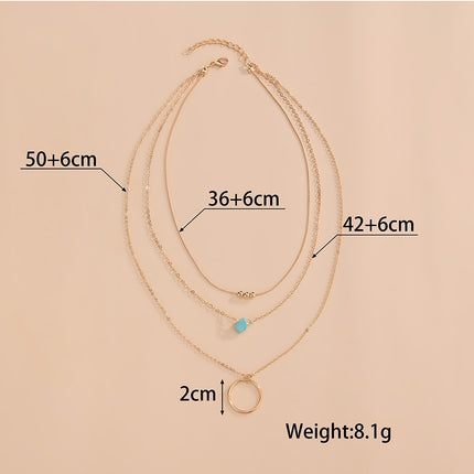 Gold Long Bohemian Pendant Necklace Turquoise Layered Necklace - FASHION SHEGOODS LLC