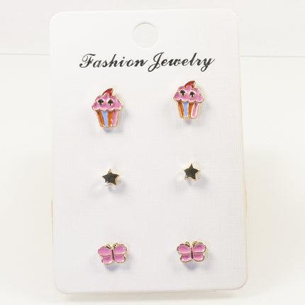 Ice cream butterfly stud earrings set