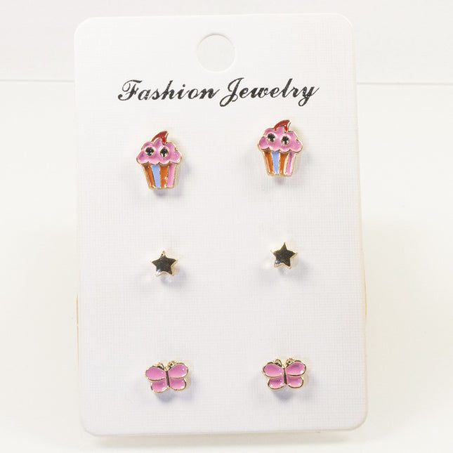 Ice cream butterfly stud earrings set