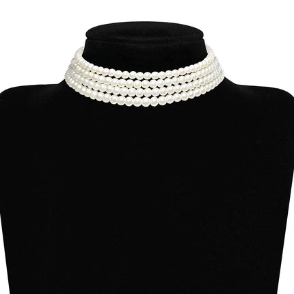 Layered Choker Pearl Necklaces Jewelry Set - FASHION SHEGOODS LLC