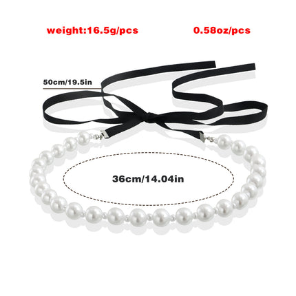 Vintage Long Bow Pearl Beaded Chain Choker DIY Lace