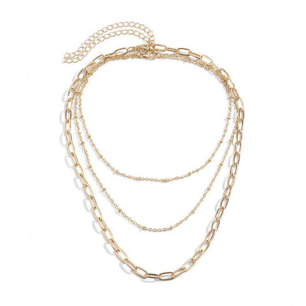 Multi Layer Paper Clip Chain Necklaces Jewelry - FASHION SHEGOODS LLC