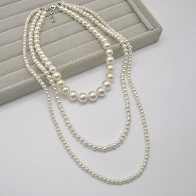 Multi Layer Long Necklace Wedding Beautiful Pearl Necklace - FASHION SHEGOODS LLC