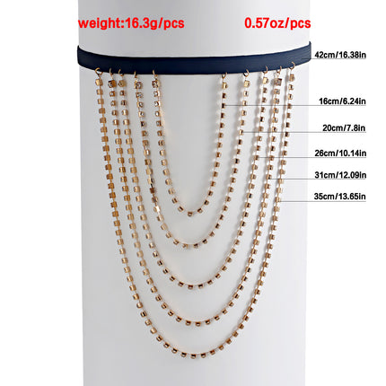 Beach Leg Chain Exaggerated Personality Elastic Rope 5-layer Rhinestone Leg Chain