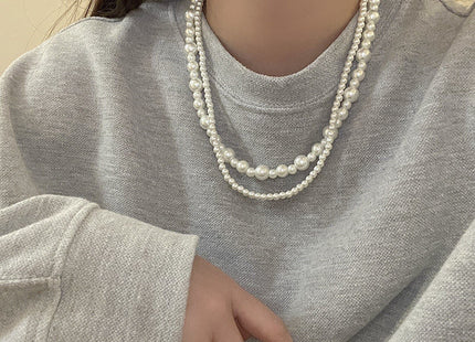 Women's Double Strand Classic Simulated Glass Pearl Necklace