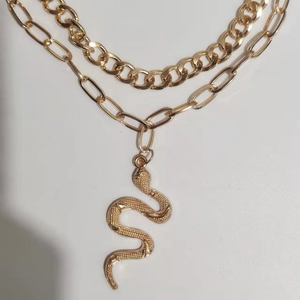Multilayer Chain Snake Pendant Necklace - FASHION SHEGOODS LLC
