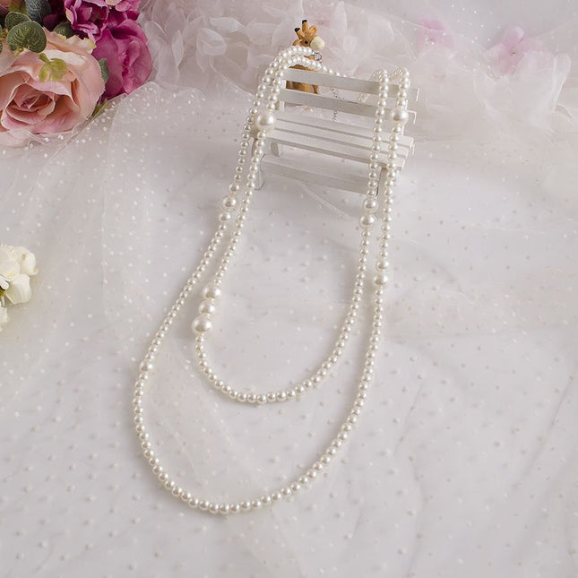Vintage Simple Sweater Chain Classic Style Long Pearl Necklace