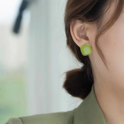 Green Square Earrings - FASHION SHEGOODS LLC