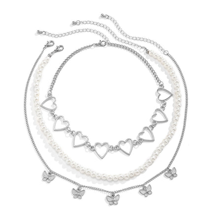 Hollow Out Multilayer Pendant Necklace Simple Heart - FASHION SHEGOODS LLC