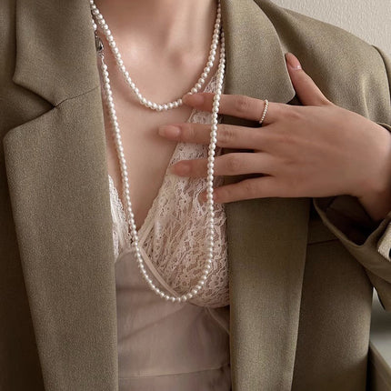 Long Pearl Necklace Costume Pearl Jewelry - FASHION SHEGOODS LLC
