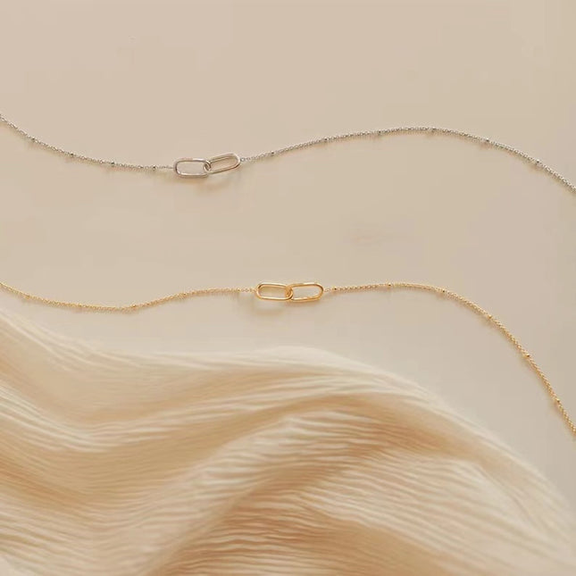 Geometric Double Ring Simple Choker Necklace