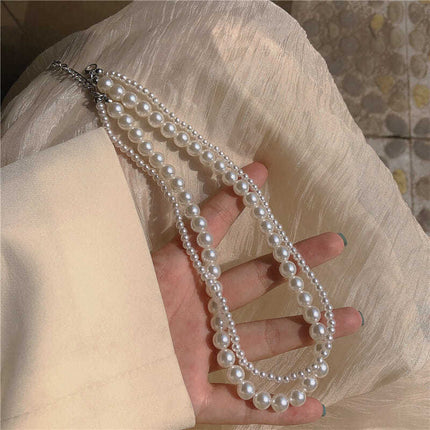 Multi Layer Chain Pearl Wedding Bridal Necklace - FASHION SHEGOODS LLC