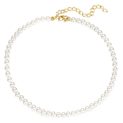 Elegant White Imitation Pearls Necklace Choker Women