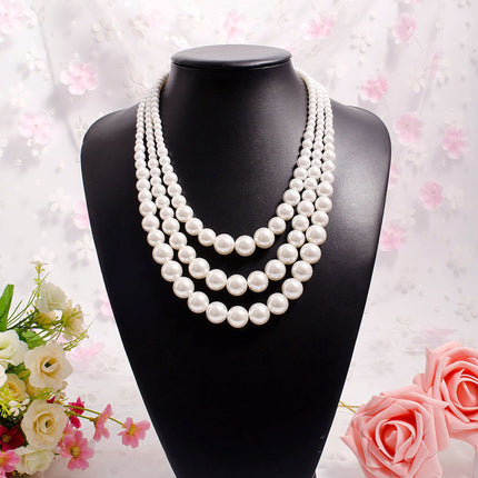 Multi-Layer Pearl Statement Bridal Choker Necklace for Wedding Party Jewelry - FASHION SHEGOODS LLC