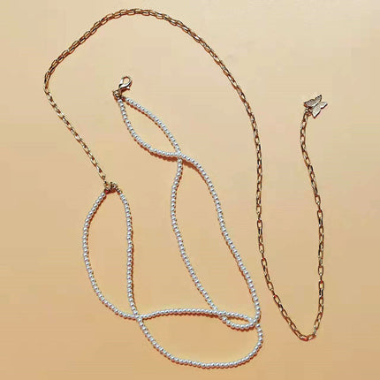 layer Pearl Metal Waist Chain for Women