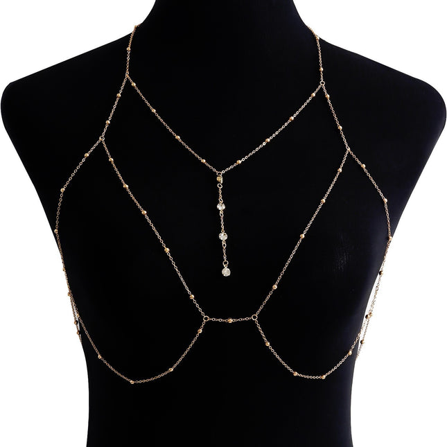 Sexy Body Chain Fashion Rhinestone Belly Party Beach Bra Chain