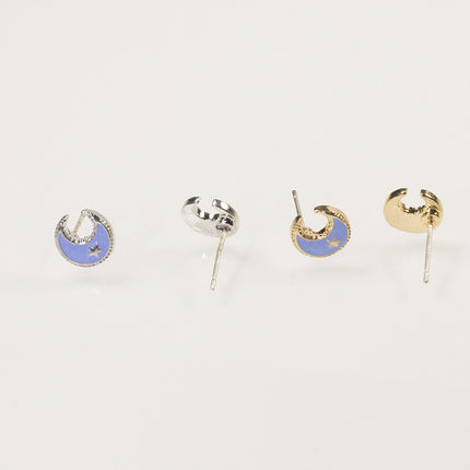Star Moon Stud Earrings Set