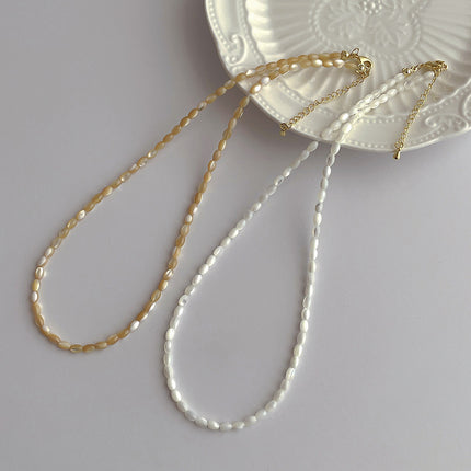 Handmade Oval Shell Bead Necklace