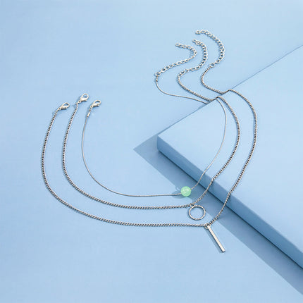 Classic Layer Necklace Set Bar Pendant Women